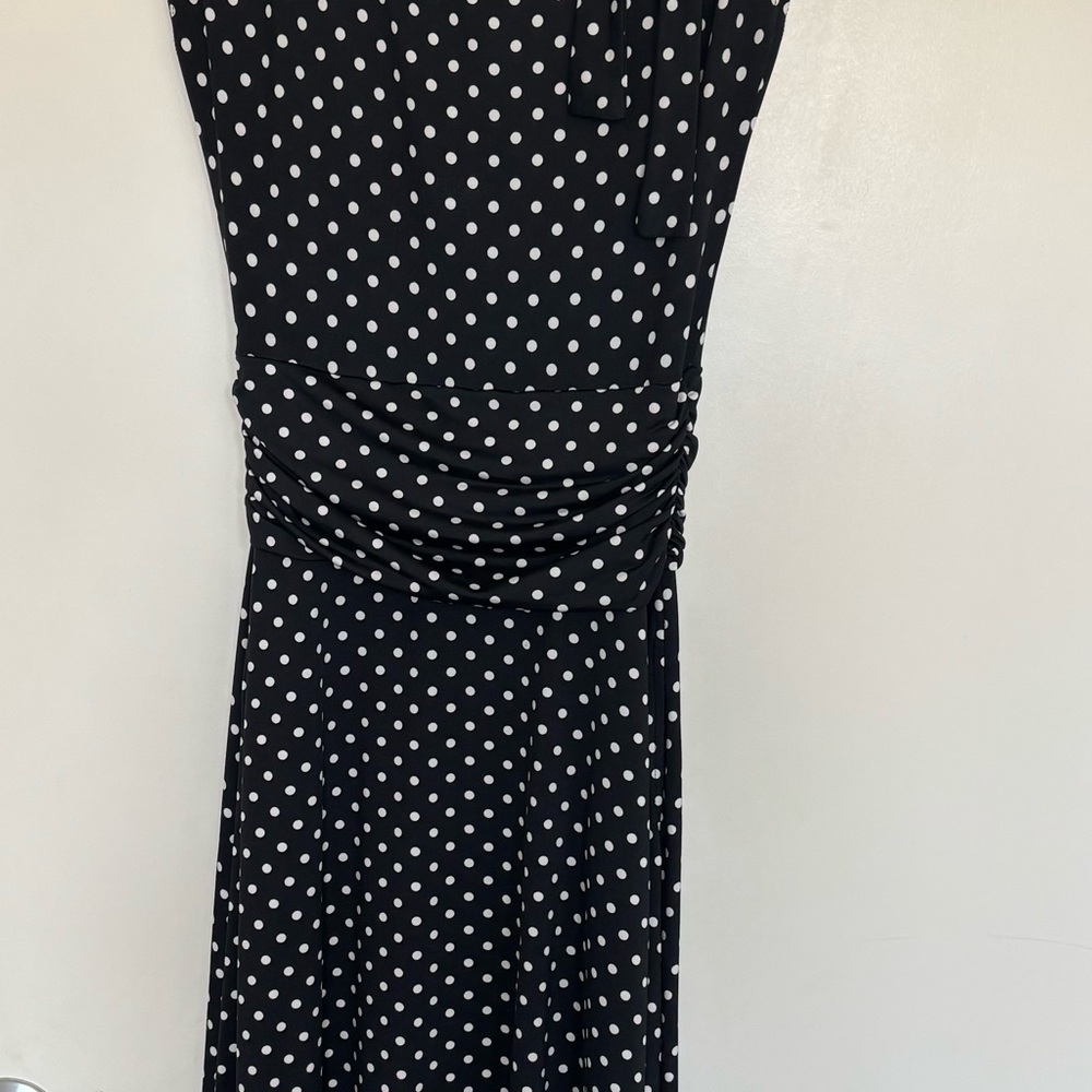 Retrolicious Black and White Halter Sheath Midi Dress